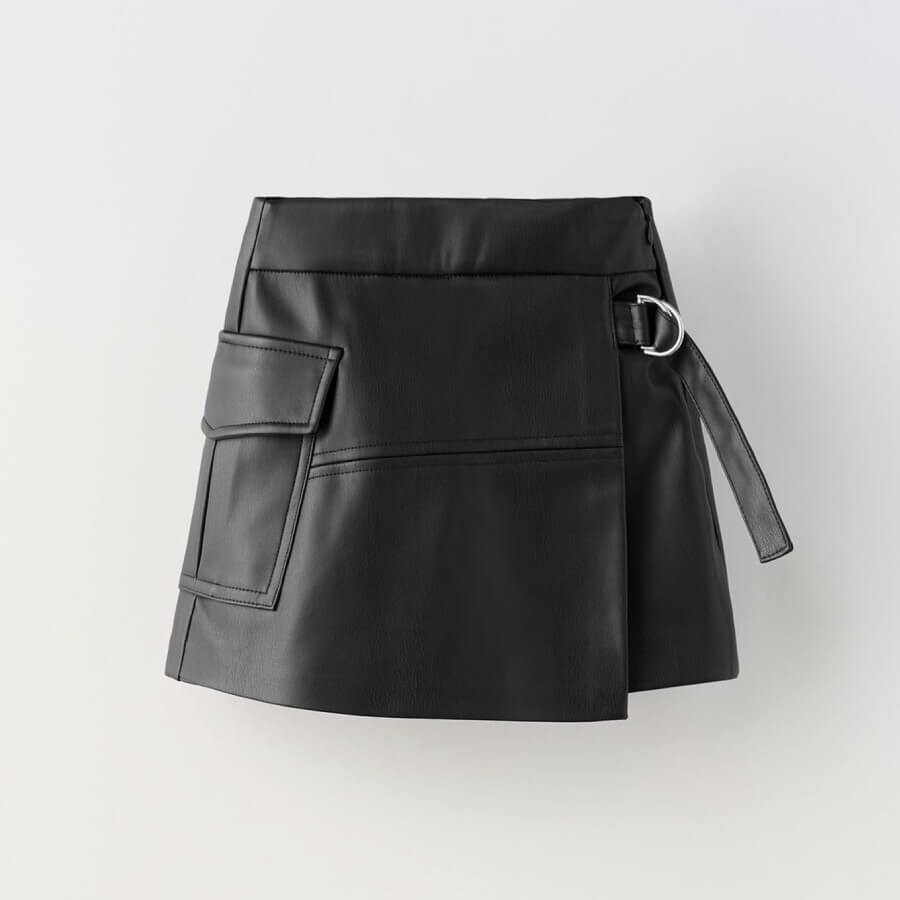 

Юбка-шорты для девочки Zara Faux Leather, черный