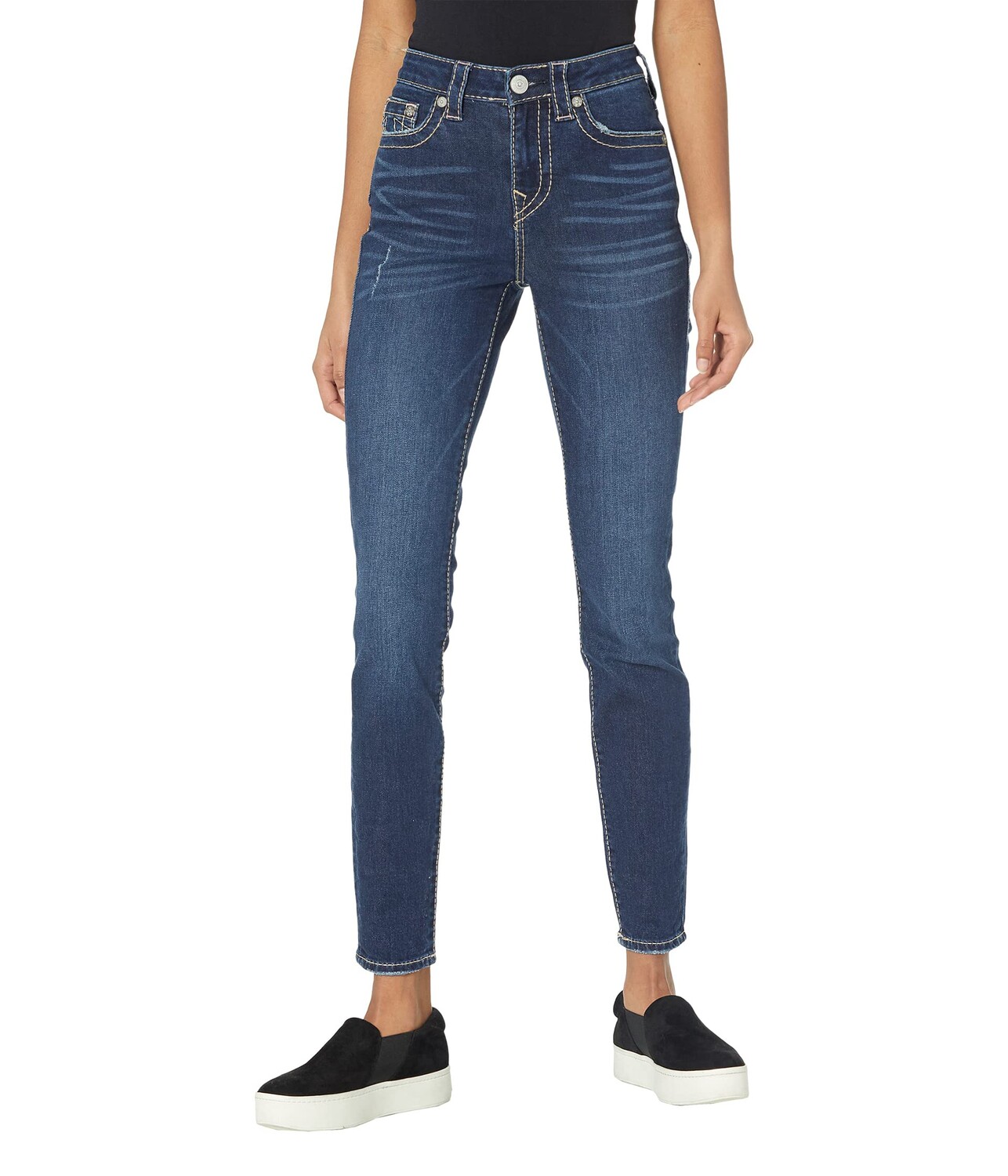 цена Джинсы True Religion, Halle Mid-Rise Skinny Big T in Medium Rewind