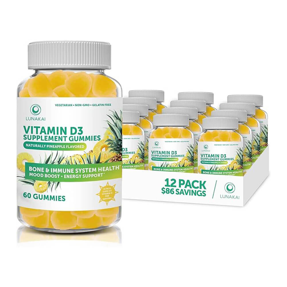 Витамины для детей и взрослых Vitamin D3 Gummies for Adults and Kids, (60 жевательных конфет, 12 баночек) липосомальные витамины a d3 e и k2 california gold nutrition со вкусом ананаса 250 мл