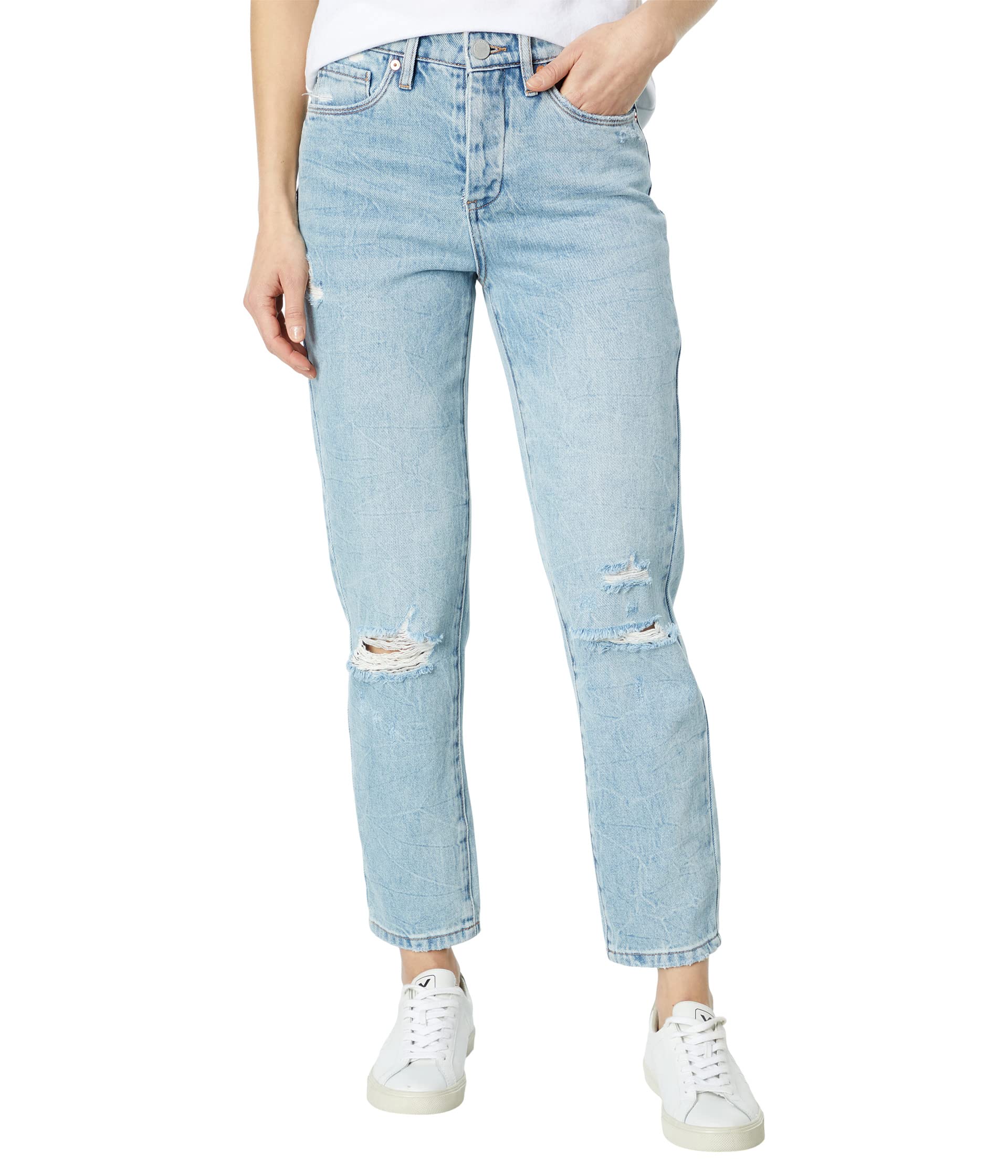 Джинсы Blank NYC, Lightwash Madison Crop High-Rise Five-Pocket Jeans with Rips in Got My Ways