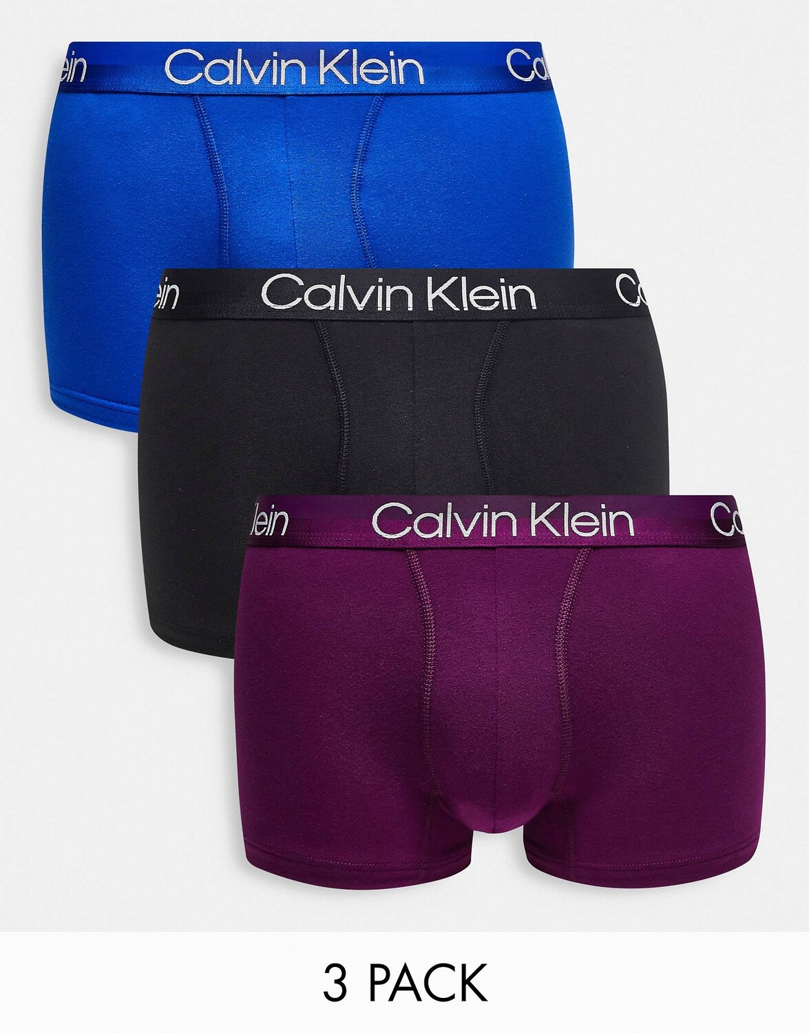 

Комплект из 3 хлопковых плавок Calvin Klein Modern Structure в черно-фиолетовом и синем цветах