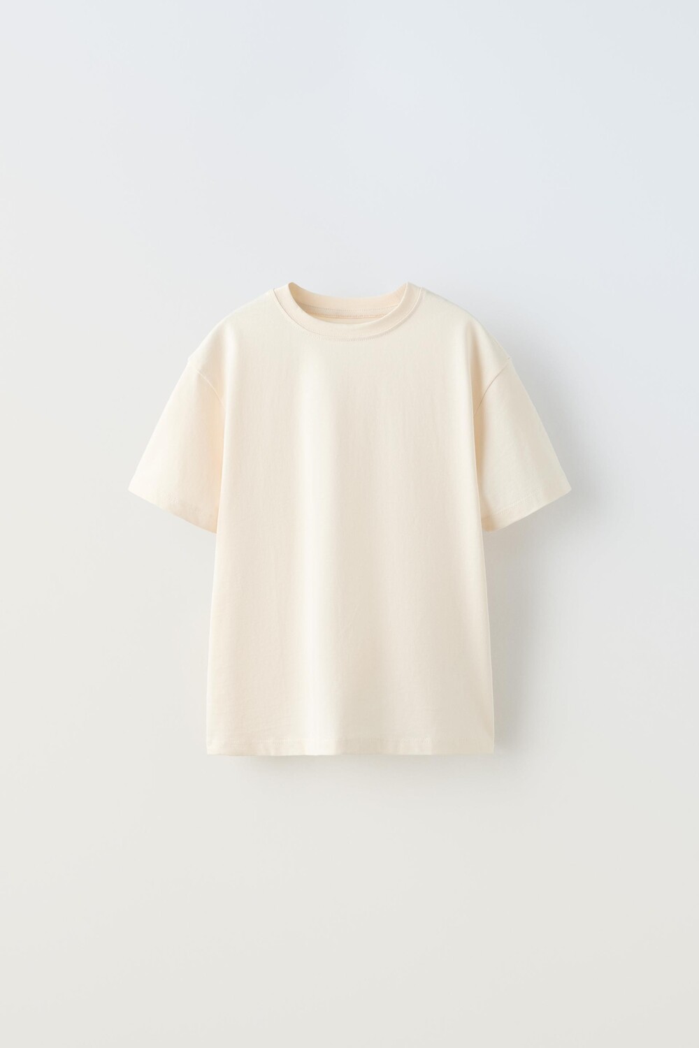 цена Футболка Zara Basic Plain, кремовый