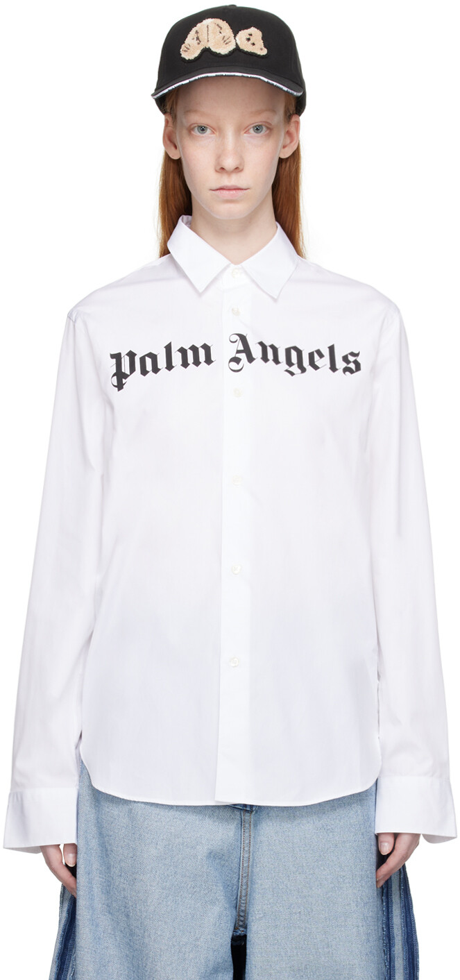 

Белая классическая рубашка с логотипом Palm Angels