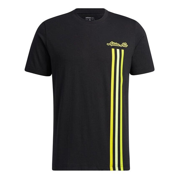 

Футболка Adidas neo M Fav 3s Gr T 1 Printing Stripe Sports Round Neck Short Sleeve Black, Черный