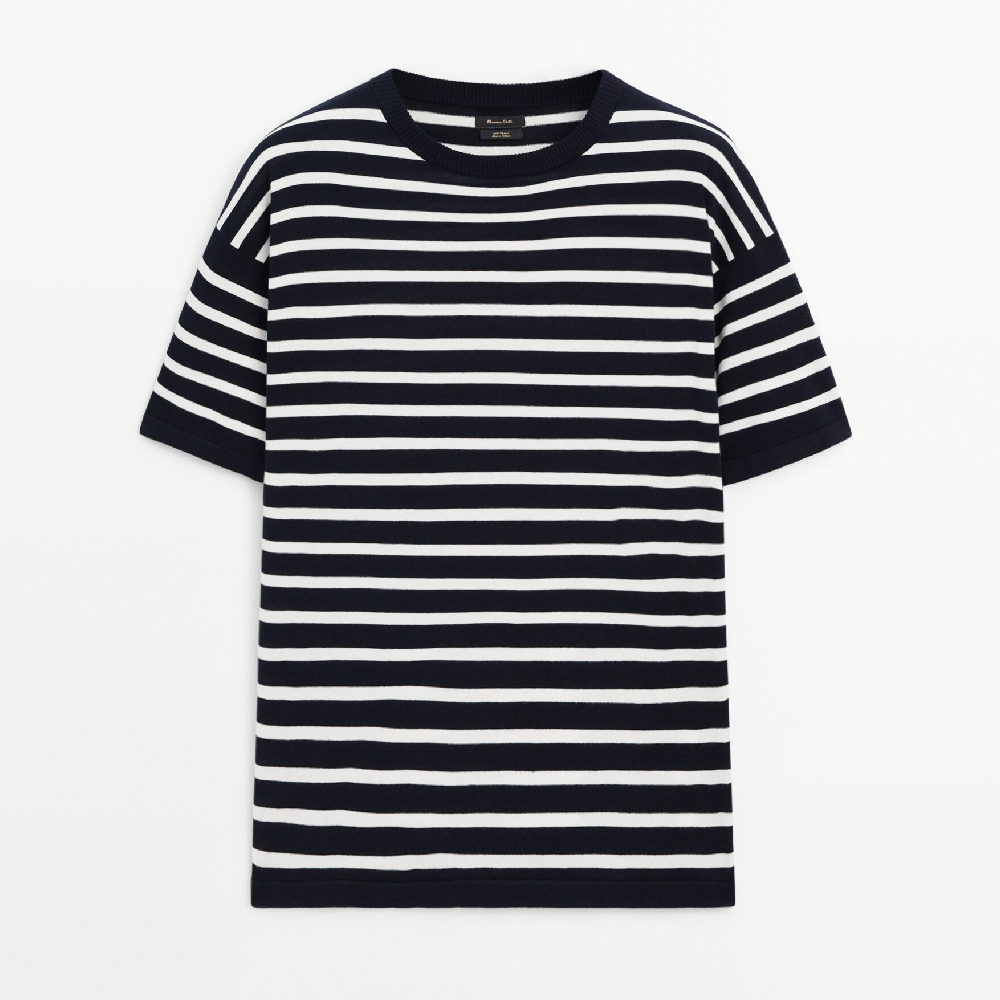 цена Свитер Massimo Dutti Striped Short Sleeve Knit, темно-синий