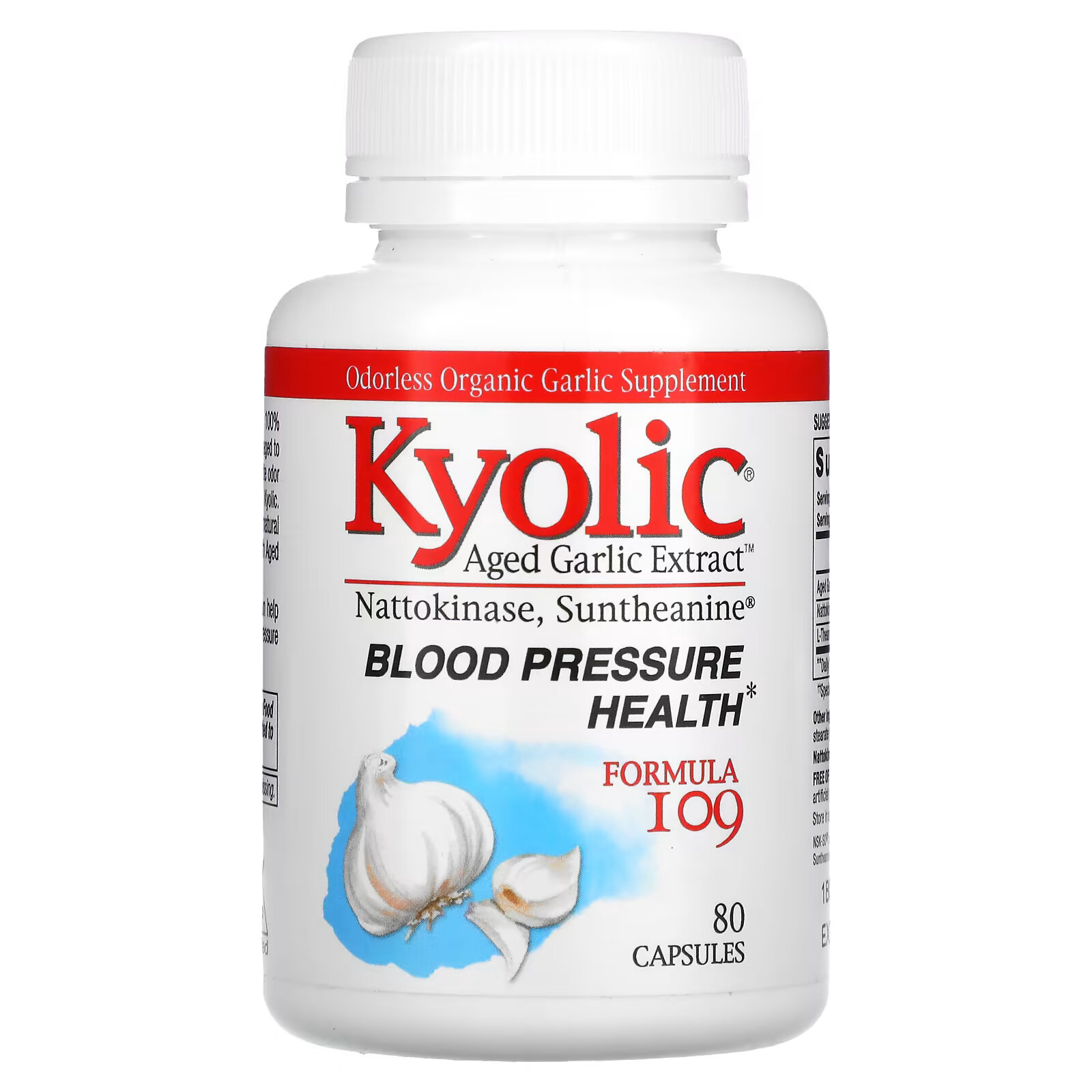 Kyolic, Aged Garlic Extract, выдержанный экстракт чеснока, для здорового артериального давления, формула 109, 80 капсул kyolic состав 109 для нормализации артериального давления 240 капсул