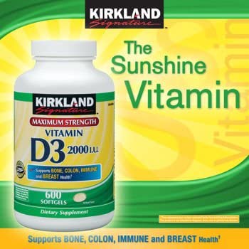 Витамин Д3 Kirkland, 2000 МЕ, 600 капсул ultrasupps витамин д3 2000 ме 180 мягких капсул ultrasupps