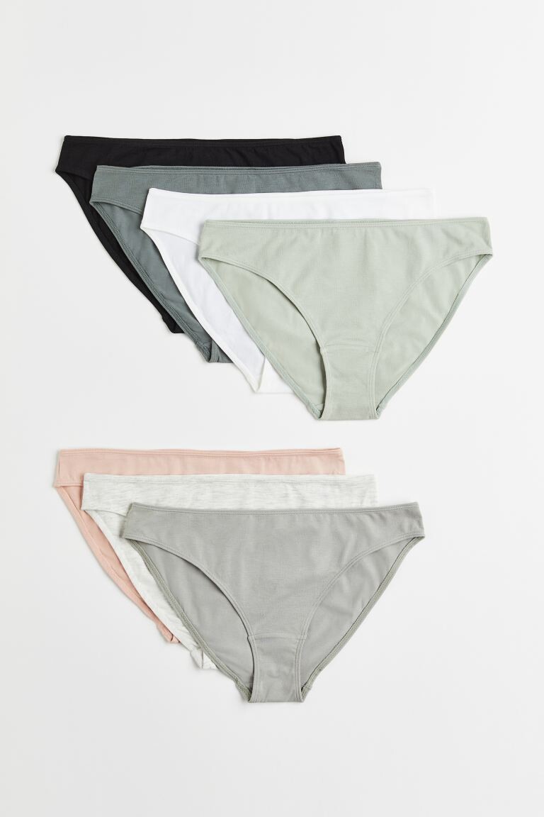 

7 пар хлопковых трусов-бикини H&M, серый/светло-розовый/черный