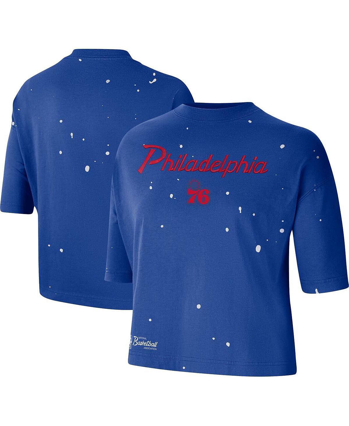 Женская укороченная футболка royal philadelphia 76ers courtside splatter Nike