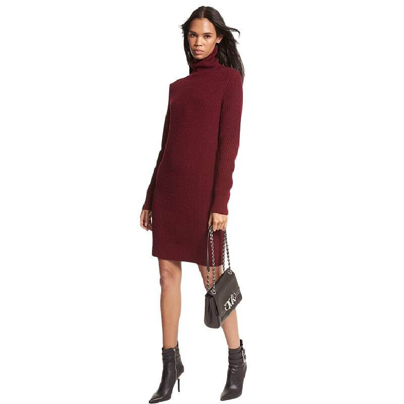 

Платье Michael Michael Kors Ribbed Wool and Cashmere Sweater, бордовый