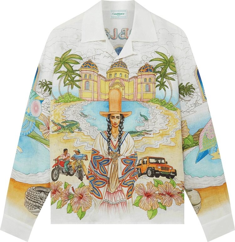 

Рубашка Casablanca Cuban Collar Long-Sleeve Shirt 'Spirit Lake', разноцветный