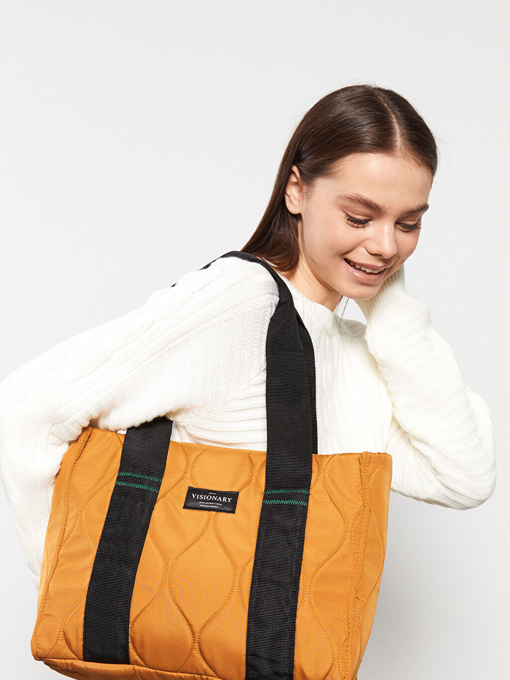 

Желтая Женская сумка с вышивкой из парашютной ткани LCW Accessories
