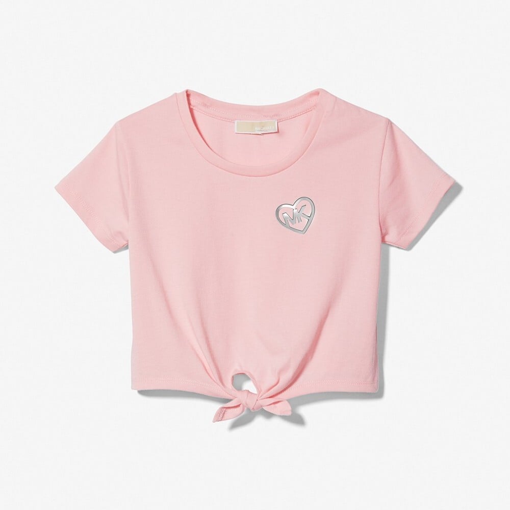 

Футболка Michael Kors Kids Tie-Front Stretch Jersey, розовый