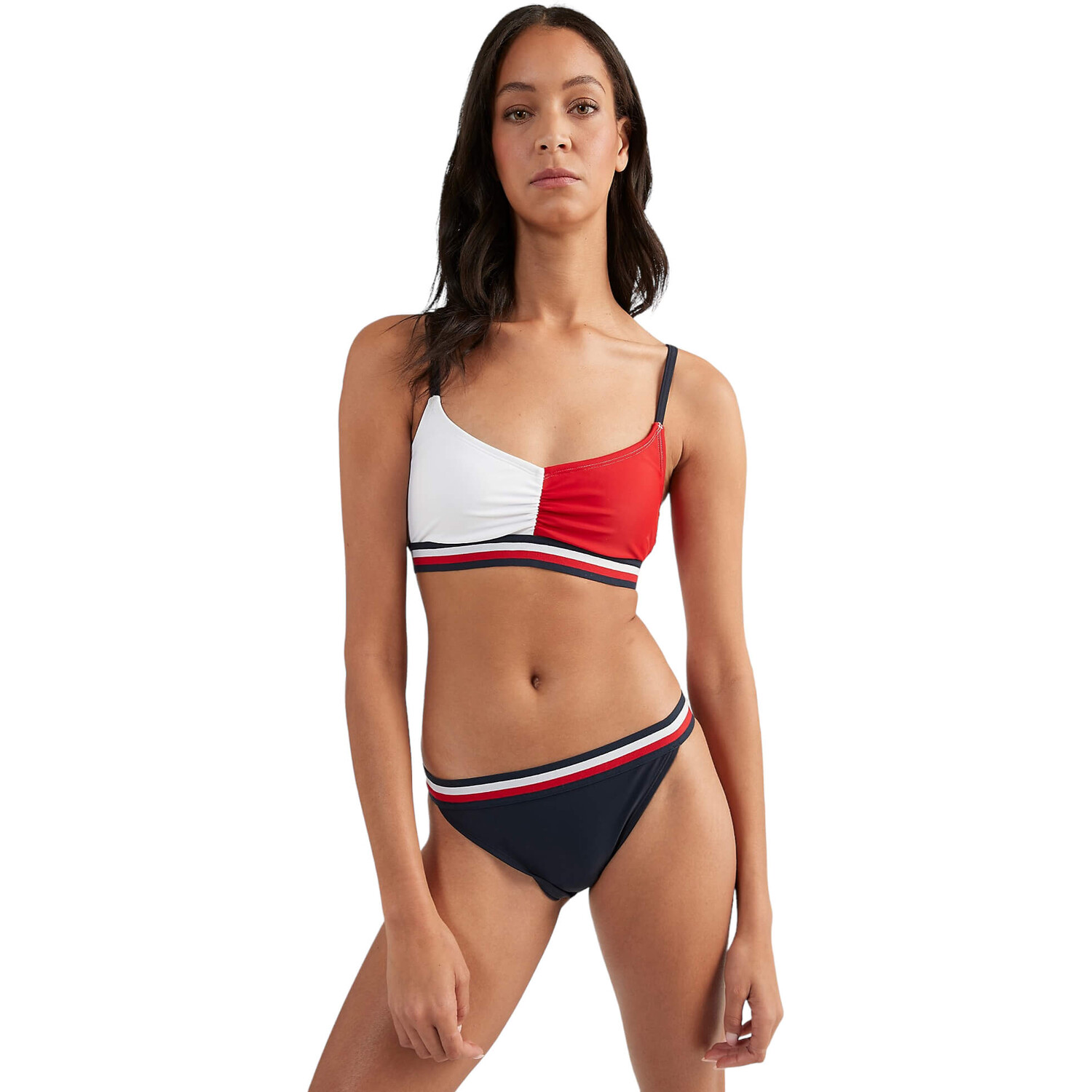 

Купальник Tommy Hilfiger Colorblock Stripe, белый/красный/темно-синий