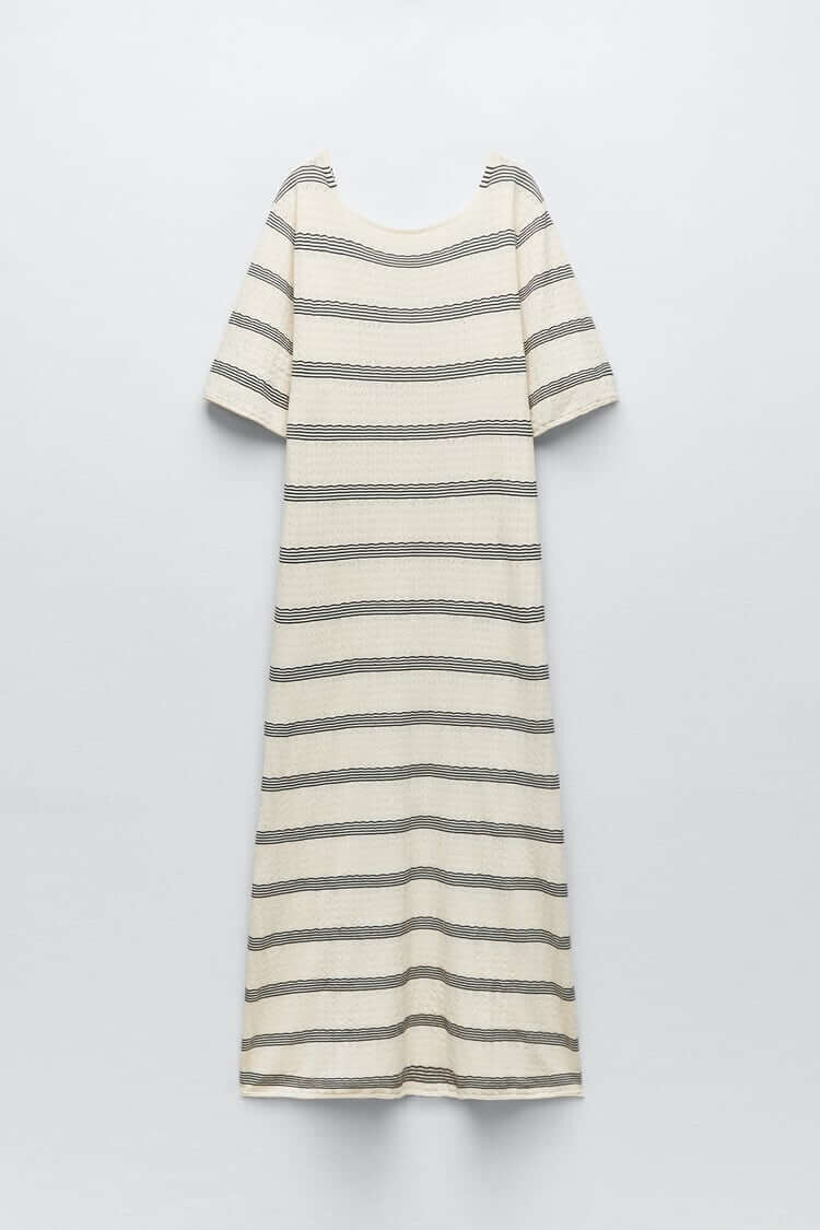 

Платье Zara Striped Knit, бежевый/черный