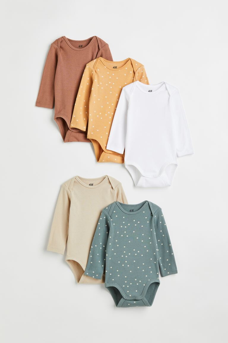 

5 боди с длинными рукавами H&M, зеленый/точки