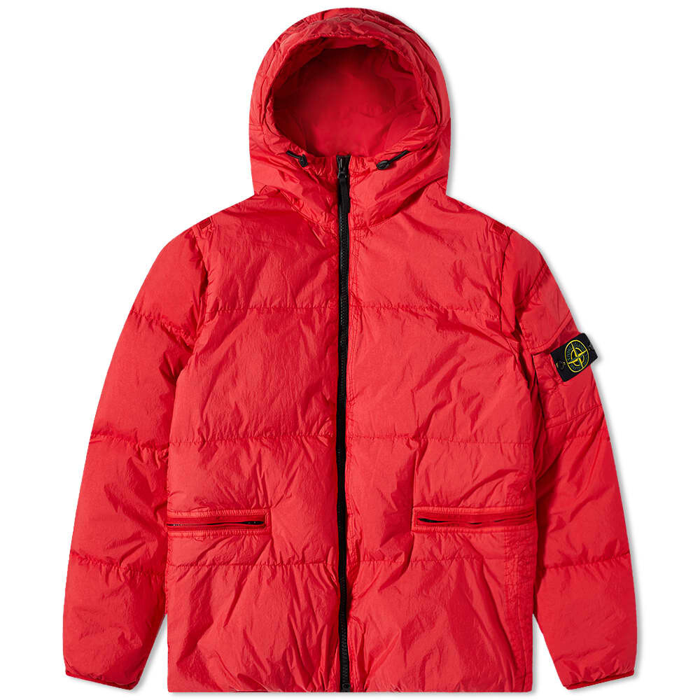 

Пуховик из мятого репса Stone Island, Красный