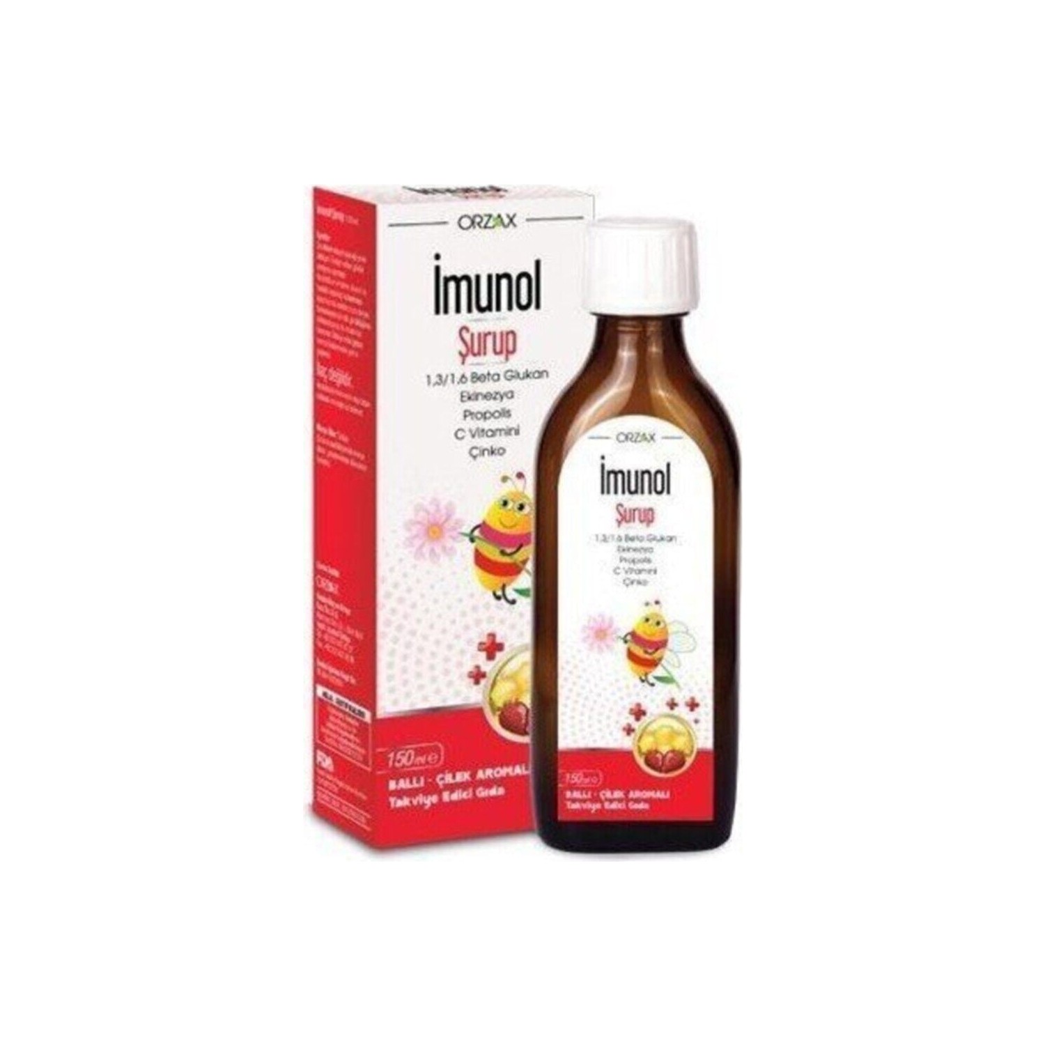 Сироп Orzax Imunol с медово-клубничным вкусом, 150 мл