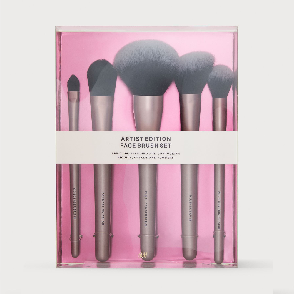 Кисти для макияжа H&M, 5 предметов, розовый подарочный набор сказочный лес 3 предмета набор кистей шары мишура
