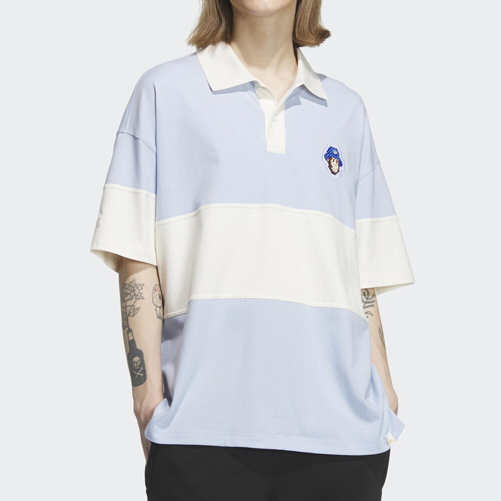 

Поло Adidas Originals х Monkey Kingdom, голубой/белый