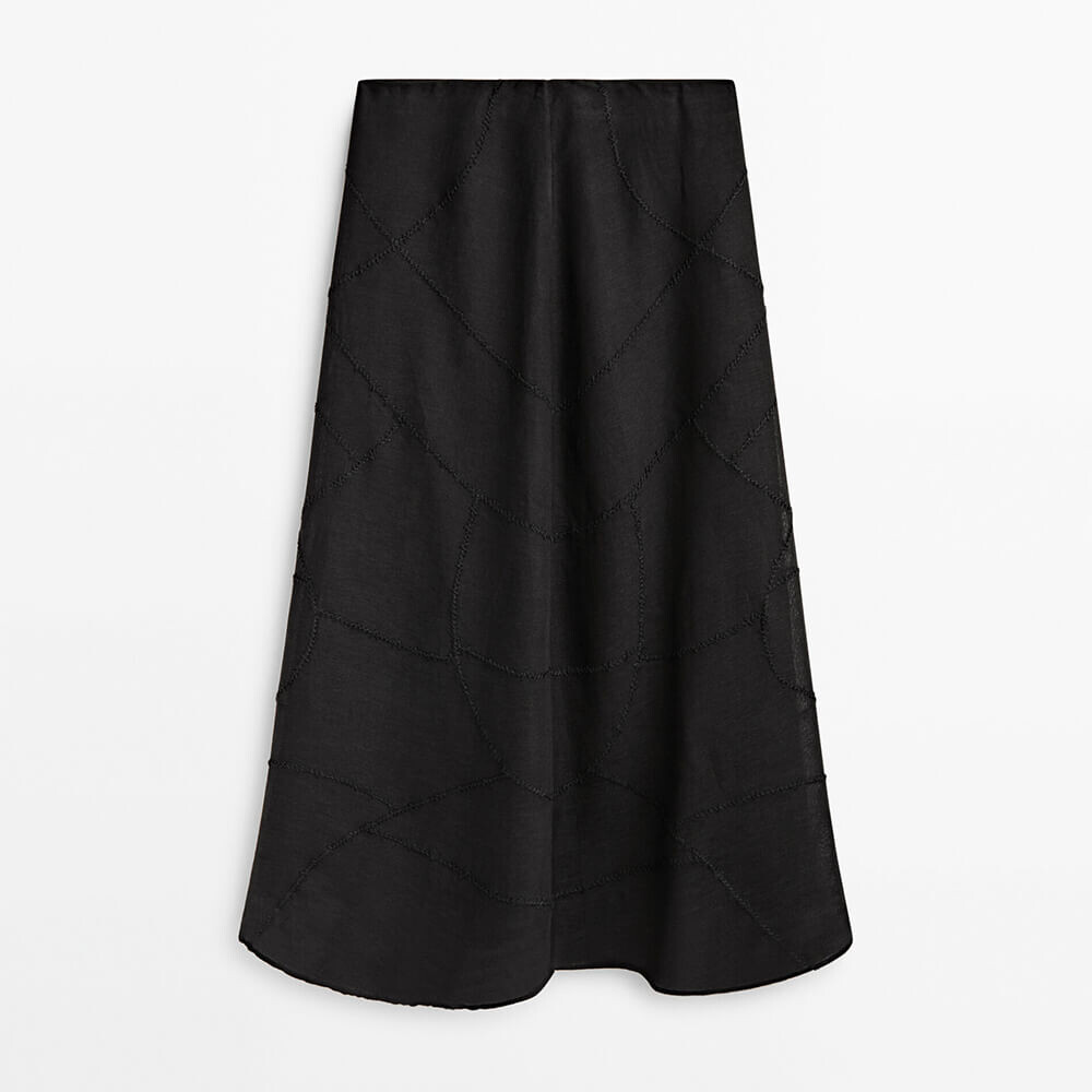 

Юбка Massimo Dutti With Embroidery Detail, черный