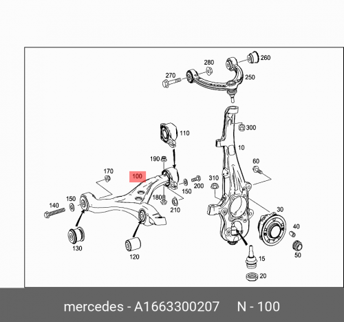 Рычаг поперечн. нижн. пр. / querlenker A1663300207 MERCEDES-BENZ фаркоп aragon для mercedes gle 2015 2018 mercedes m class w166 2011 тип шара a e4117da