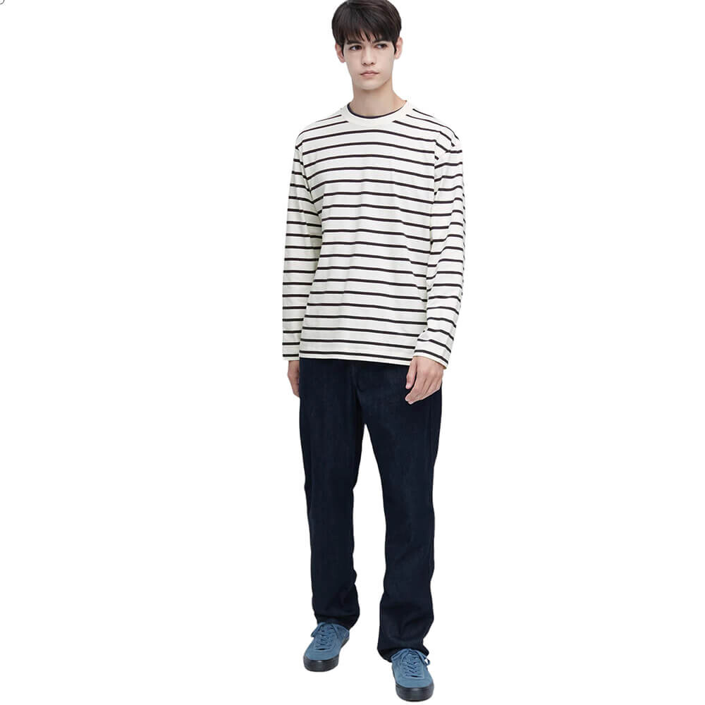 

Лонгслив Uniqlo Striped, белый/синий