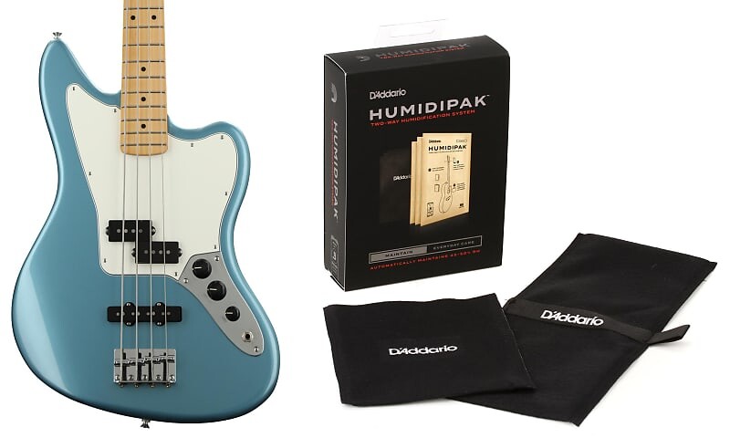 

Fender Player Jaguar Bass - Tidepool с кленовой накладкой на гриф в комплекте с D'Addario Humidipak, поддерживающей автоматическую систему контроля влажности Fender + D'Addario 0149302513=1 PW-HPK-01=1