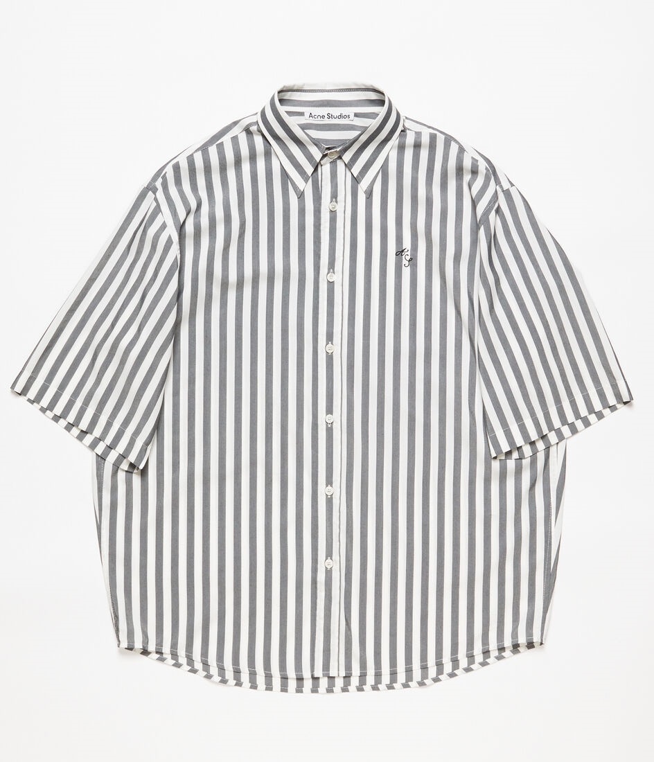 Рубашка Acne Studios Short-Sleeve Striped, черный/белый рубашка мужская на пуговицах повседневная блуза с коротким рукавом свободного покроя модная сорочка на лето