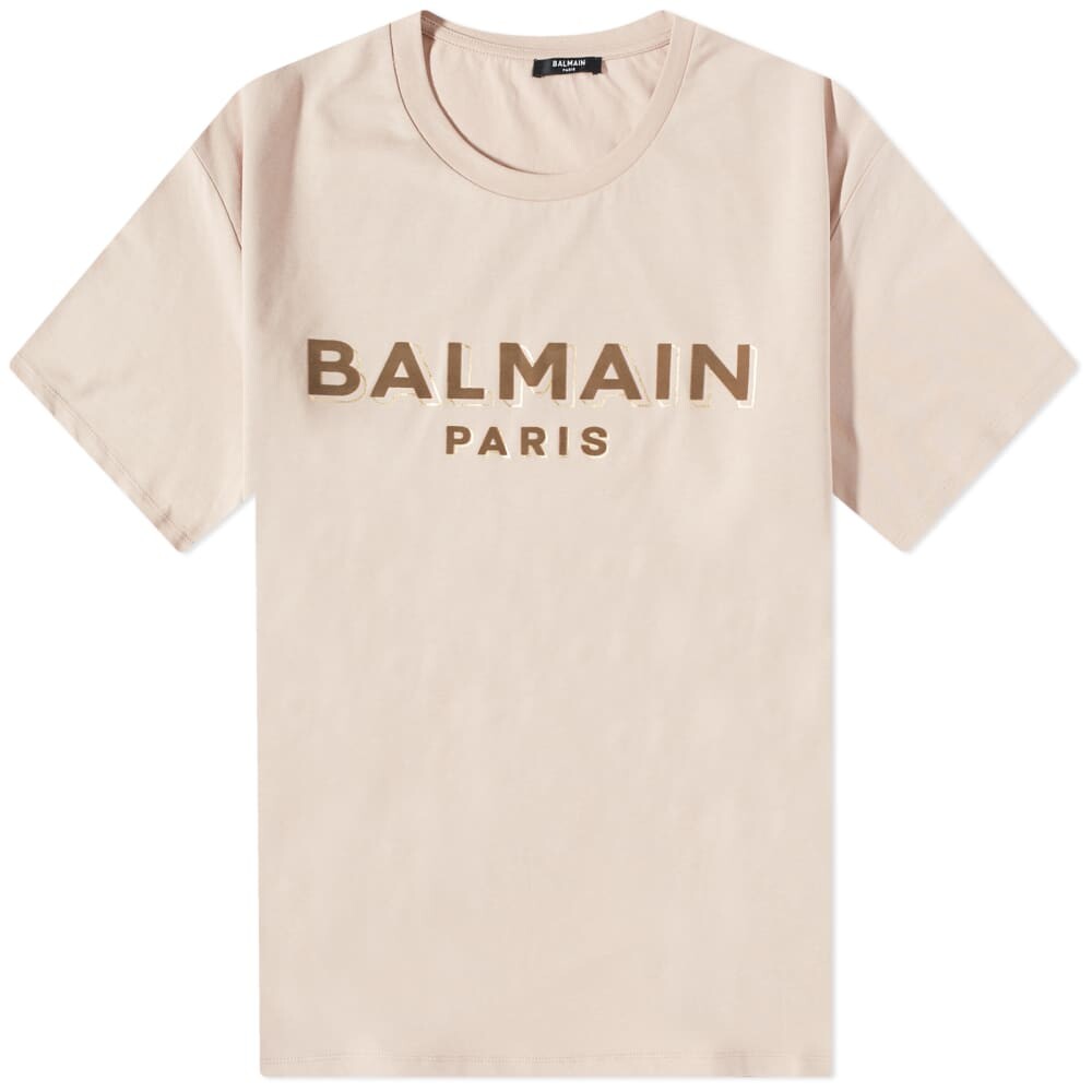 

Футболка Balmain Flock & Foil Paris Logo Tee, Серый