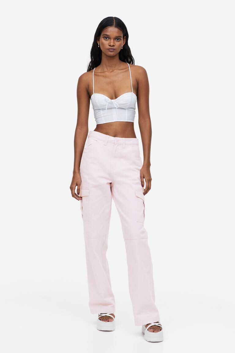 

Брюки карго из твила H&M, светло-розовый