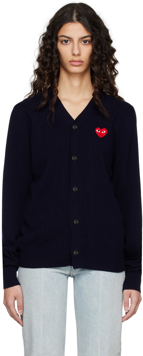 

Темно-синий кардиган с сердечками Comme des Garçons Play