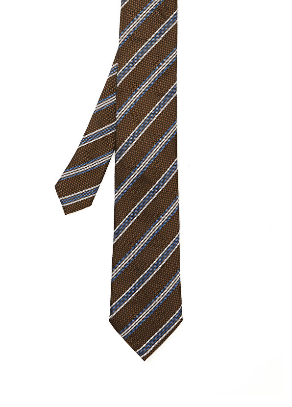 Коричневый шелковый галстук в полоску Zegna
