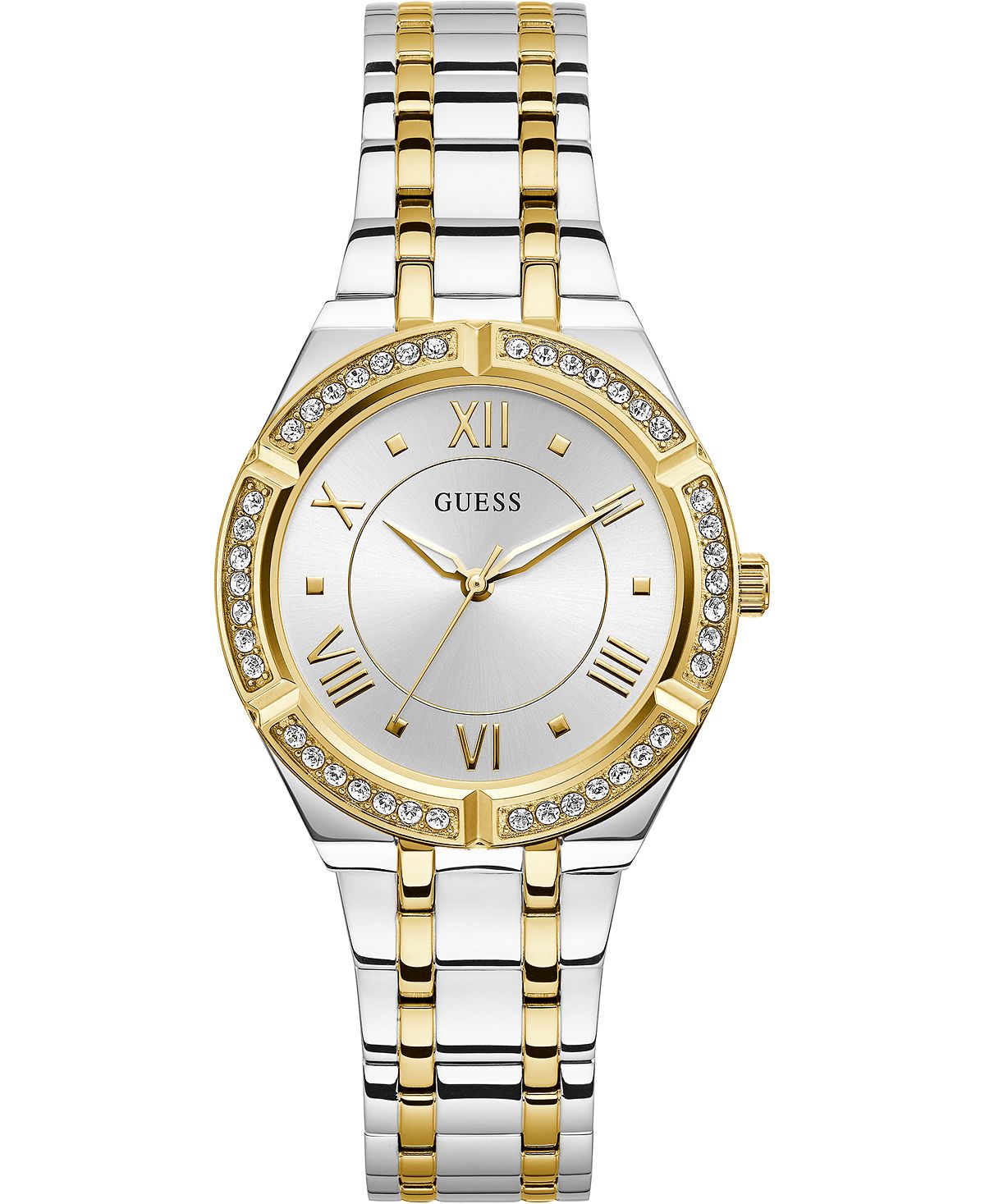 цена Женские двухцветные часы-браслет из нержавеющей стали, 36 мм GUESS