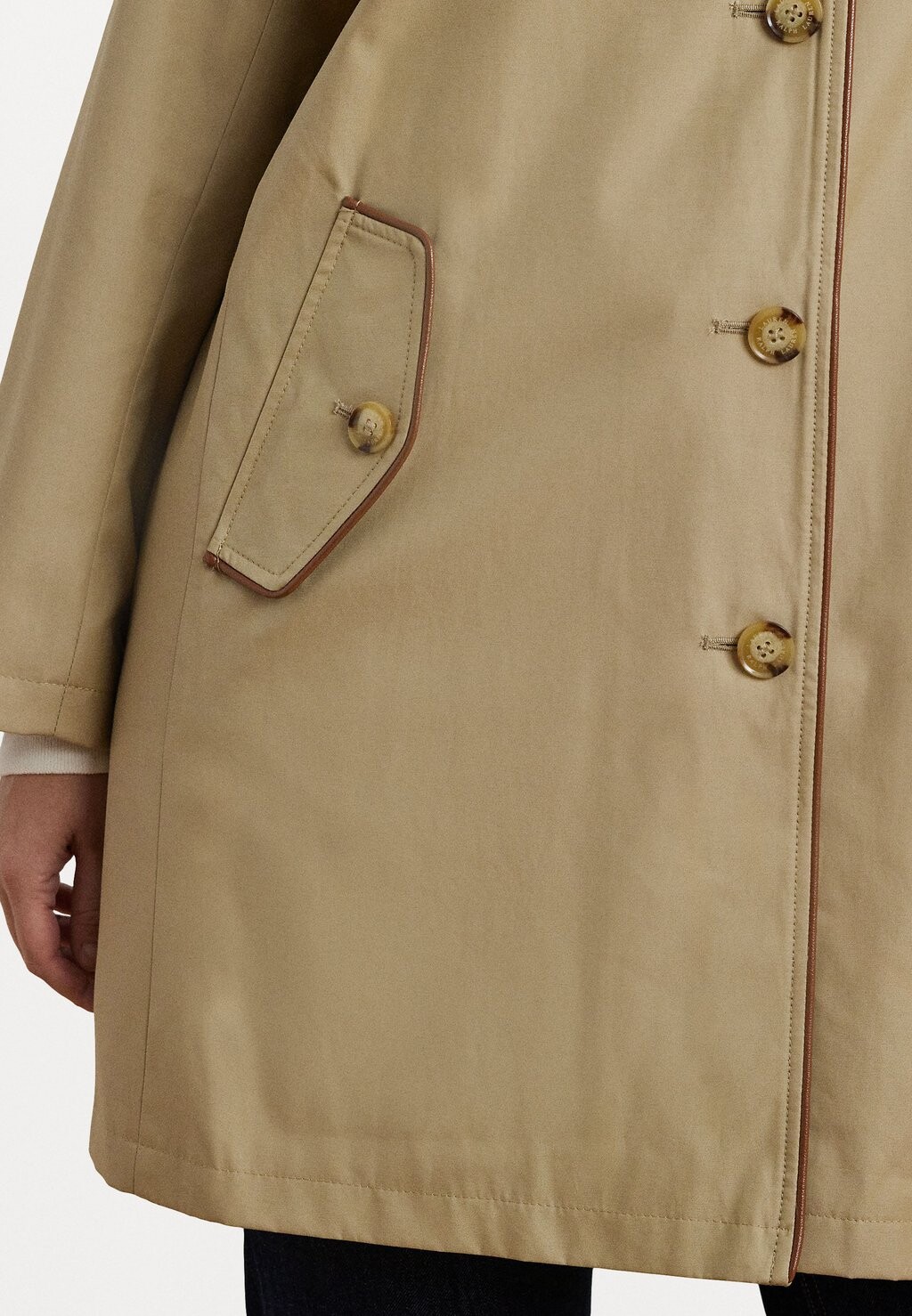 Парка FAUX-LEATHER-TRIM HOODED COAT Ralph Lauren, цвет Birch Tan