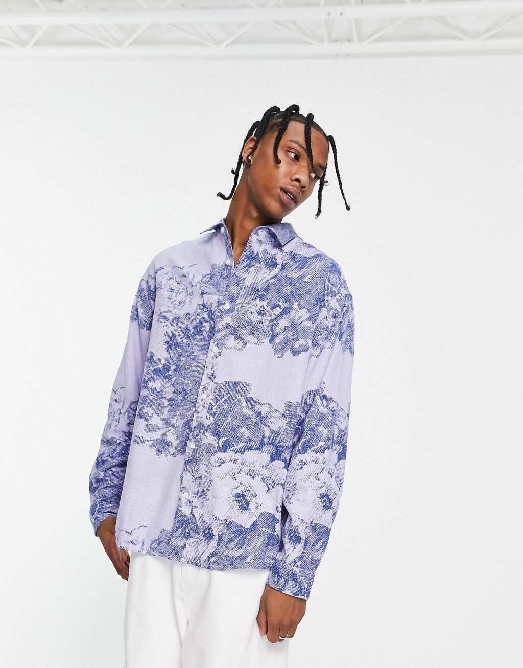 

Джинсовая рубашка оверсайз с цветочным принтом в стиле 90-х ASOS DESIGN