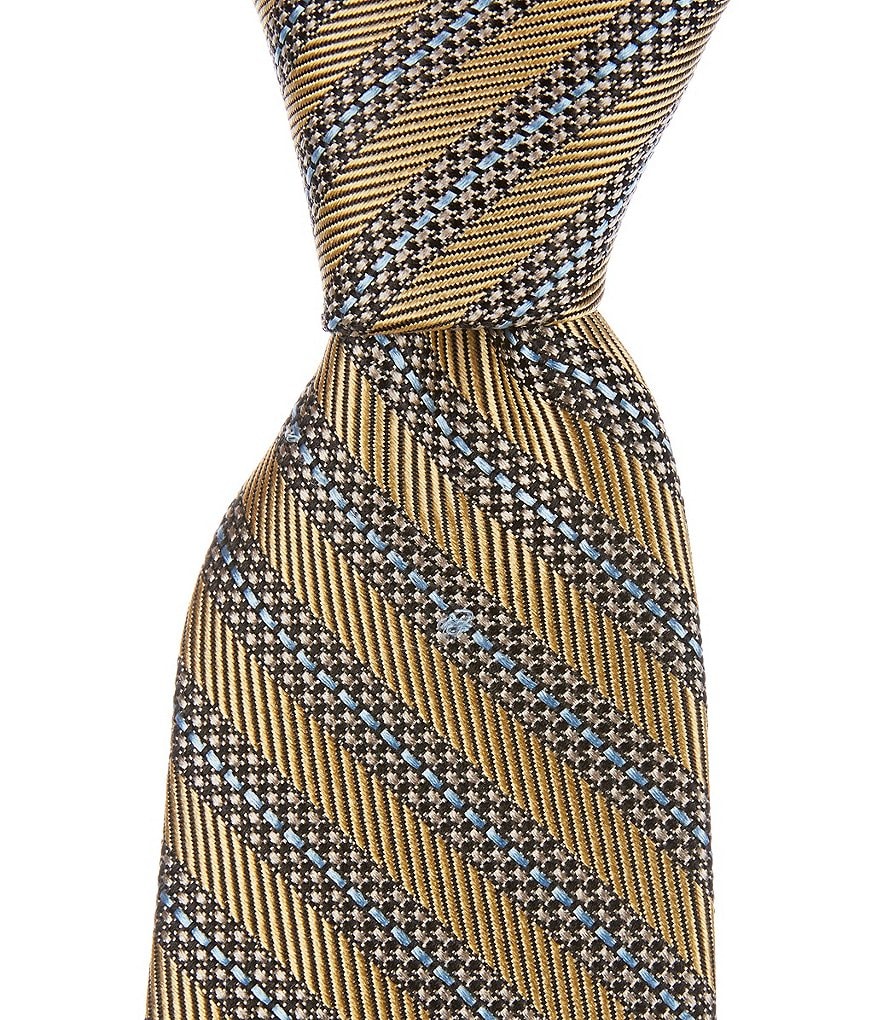 Cremieux Linked Stripe 3Тканый шелковый галстук, желтый