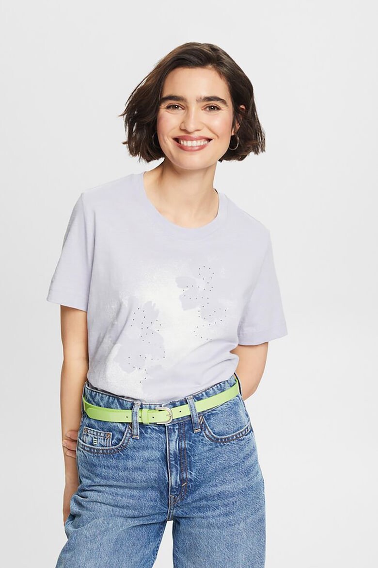 

Хлопковая футболка с декоративными камнями Esprit, синий