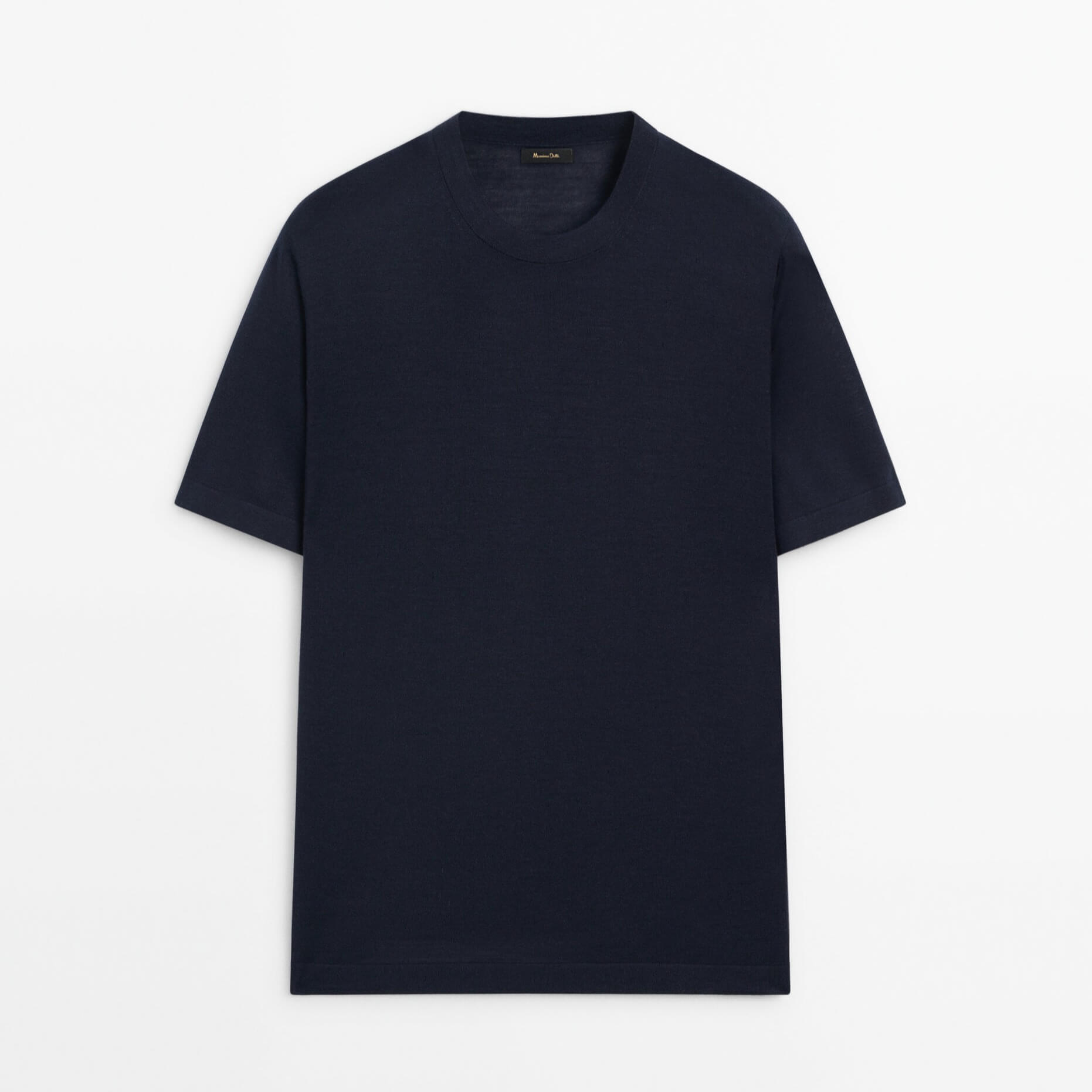 Футболка Massimo Dutti Short Sleeve Wool Blend, темно-синий футболка с коротким рукавом новинка лета 2021 вязаная корейская свободная приталенная рубашка с круглым вырезом джокер пуловер куртка для