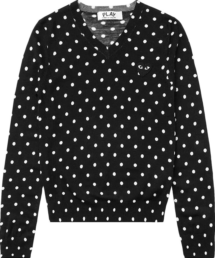 

Пуловер Comme des Garçons PLAY V-Neck Polka Dot Pullover With Black Heart 'Black', черный