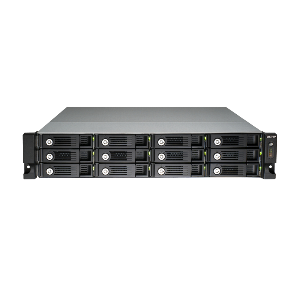 Серверное сетевое хранилище QNAP TVS-1271U-RP, 12 отсеков, 32 ГБ, без дисков, черный сетевое хранилище qnap tvs ec880 8 отсеков 8 гб без дисков черный