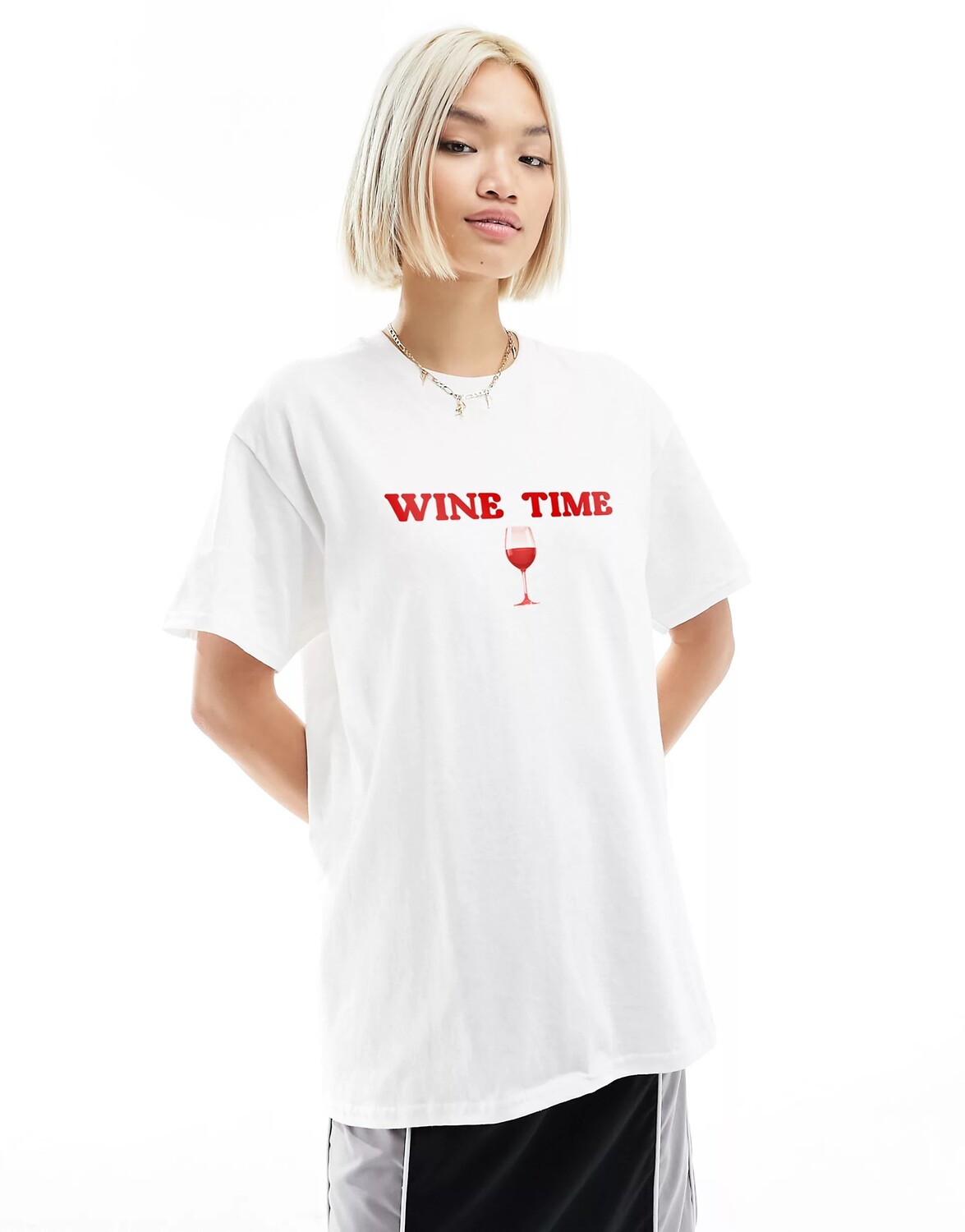 

Футболка Asos Design Oversized With Wine Graphic, белый/красный