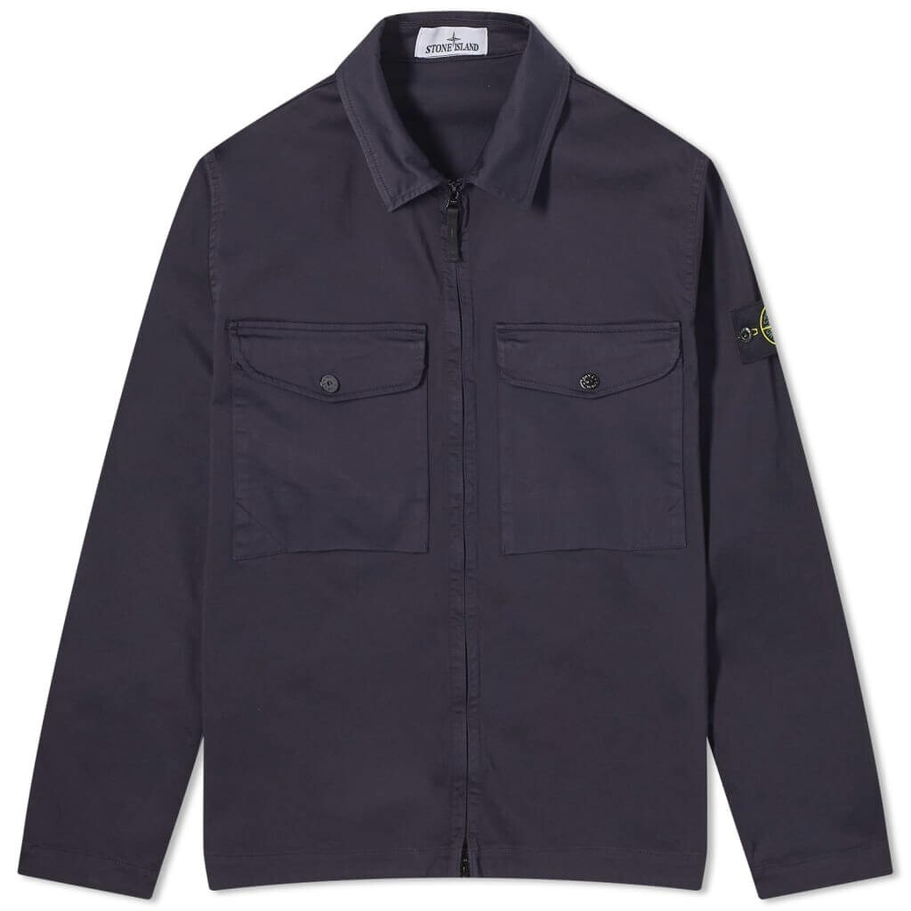 Куртка-рубашка Stone Island Stretch Cotton Double Pocket, темно-синий