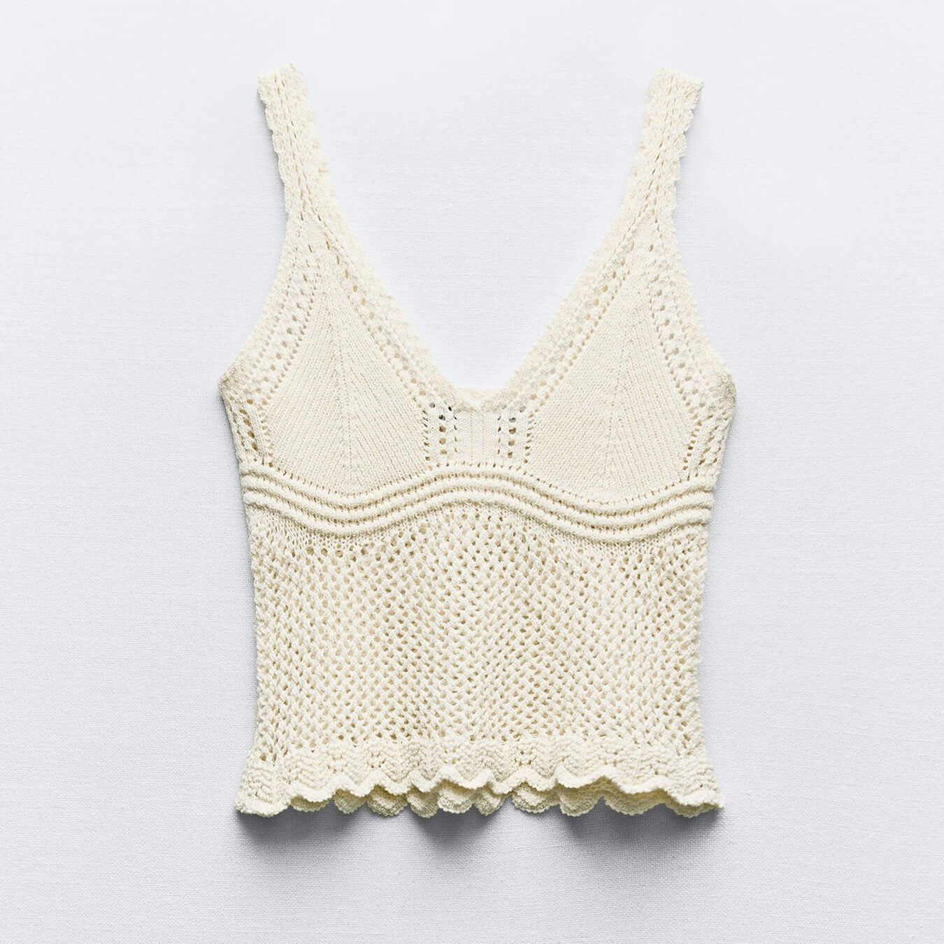 Топ Zara Romantic Knit, светло-бежевый