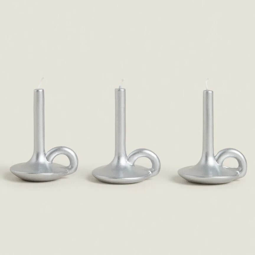 

Декоративная свеча Zara Home Pack Of Christmas Cylindrical, серебряный