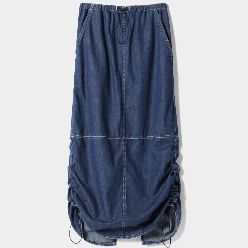

Юбка Bershka Parachute Denim Midi, синий