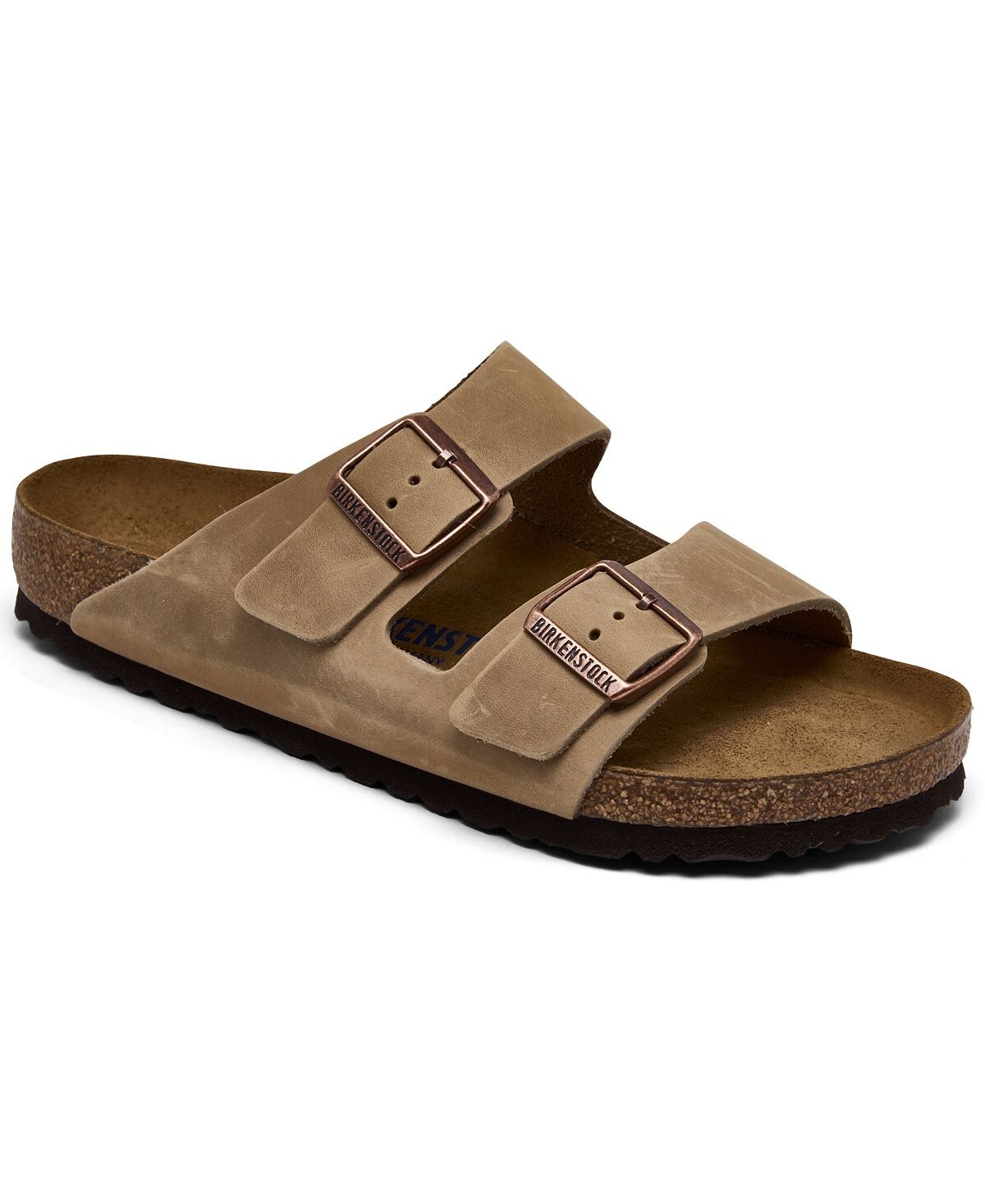 

Мужские кожаные сандалии arizona с мягкой стелькой и двумя ремешками от finish line Birkenstock, коричневый