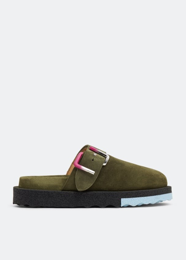 

Сандалии OFF-WHITE Suede Spongesole clogs, зеленый