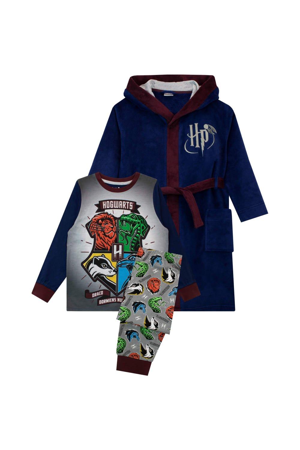 Комплект пижамы и халата Хогвартса Harry Potter, синий цена и фото