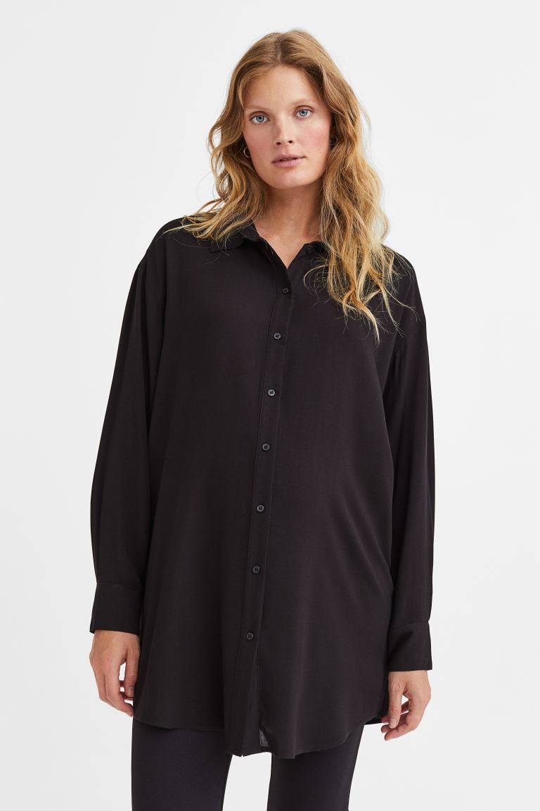 МАМА Рубашка с поясом H&M, черный рубашка h